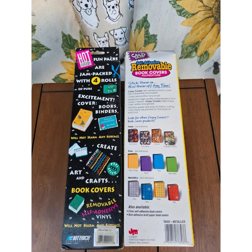 Lot 2 Vintage Crazy Covers + Hot Covers Self-Adhesive Book Cover Rolls most new